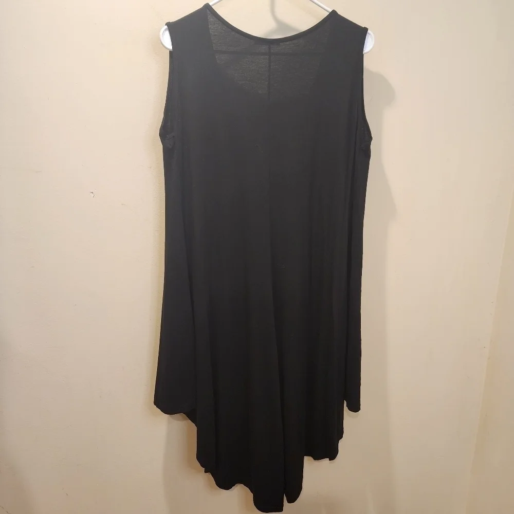 Made in italy women's black casual flare tunic dress midi relaxed fit size 9